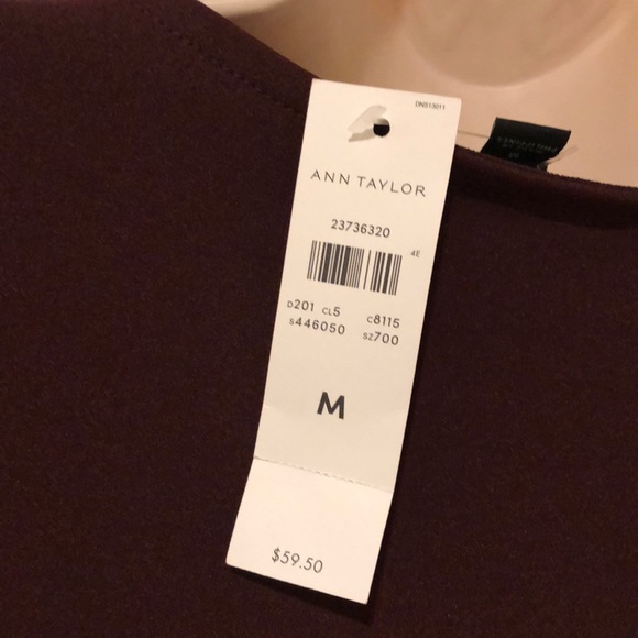 NWT burgundy knit top from ANN TAYLOR Sz MEDIUM - Picture 4 of 6